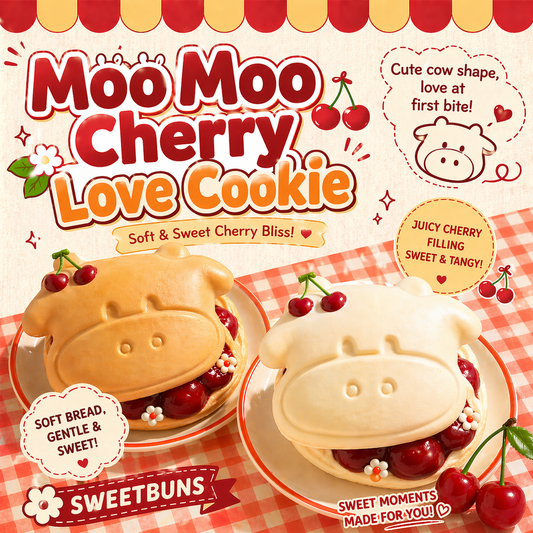 Slow Rising Squishy - Moo Moo Cherry Love Cookie Sweetbuns Stress Relief Toy