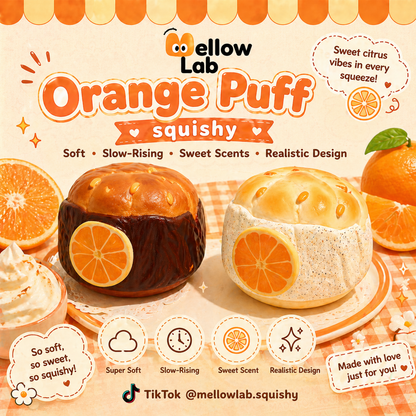 Slow Rising Squishy - Orange Cream Puff【Sweet Bakery Scent】108g Sweetbuns Stress Relief Toy