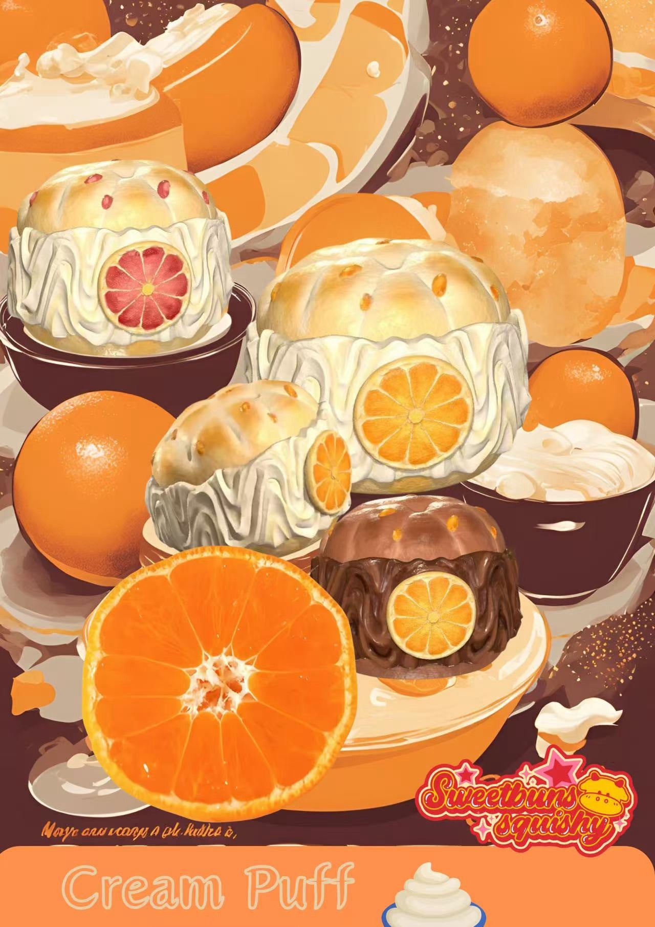 Slow Rising Squishy - Orange Cream Puff【Sweet Bakery Scent】108g Sweetbuns Stress Relief Toy