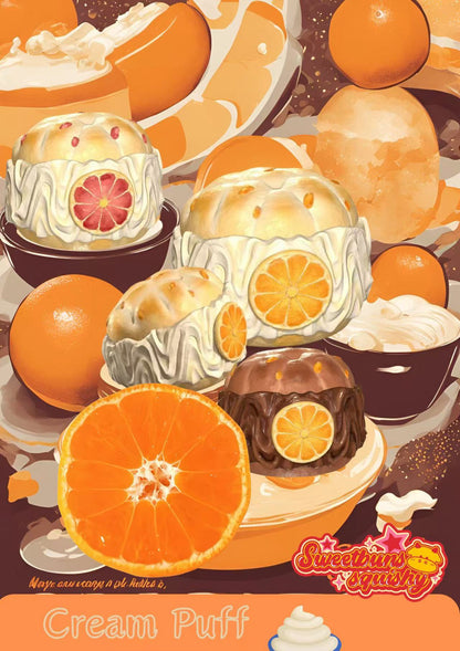 Slow Rising Squishy - Orange Cream Puff【Sweet Bakery Scent】108g Sweetbuns Stress Relief Toy