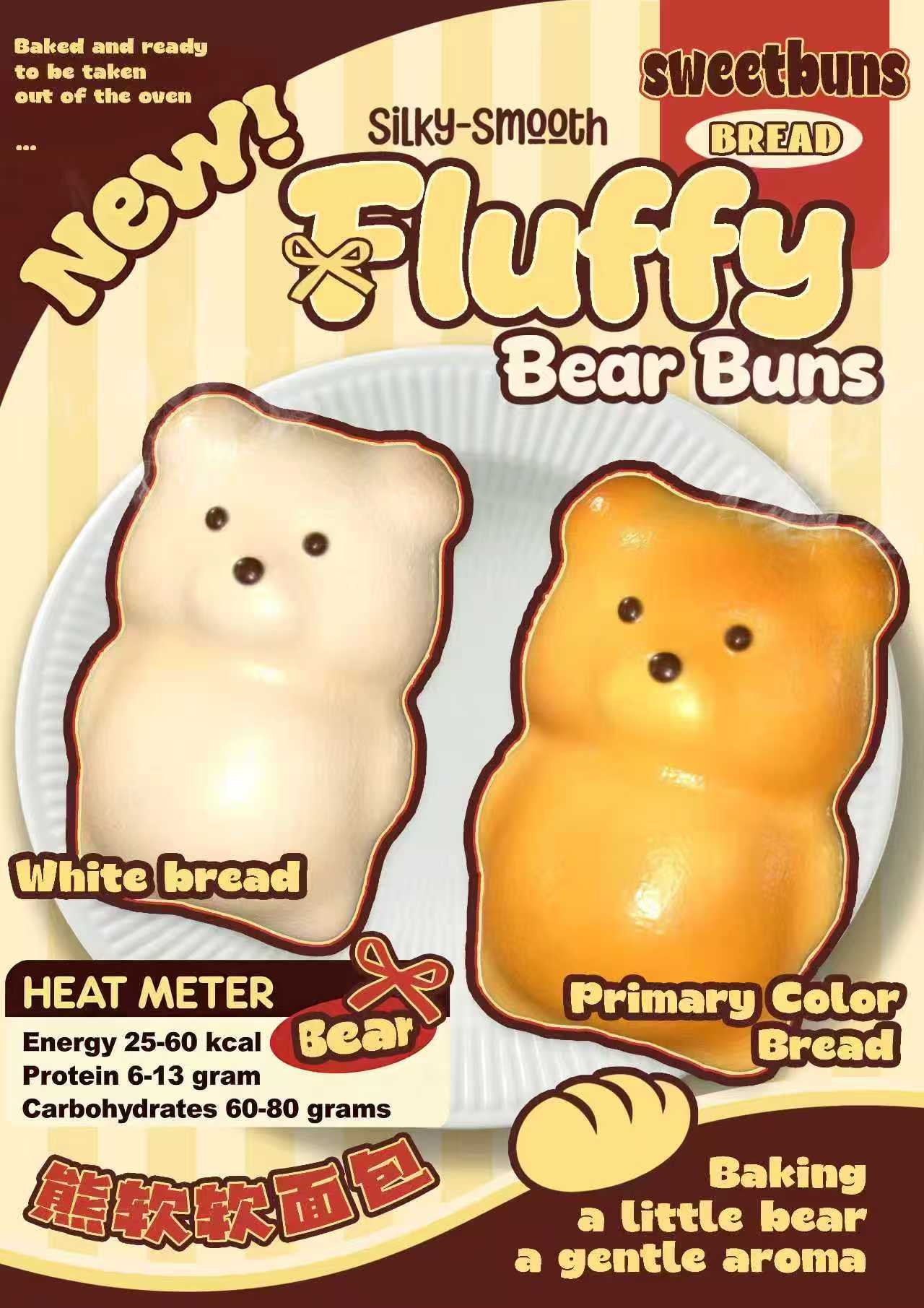 Slow Rising Squishy - Fluffy Bear Buns【Scented】 Sweetbuns Stress Relief Toy