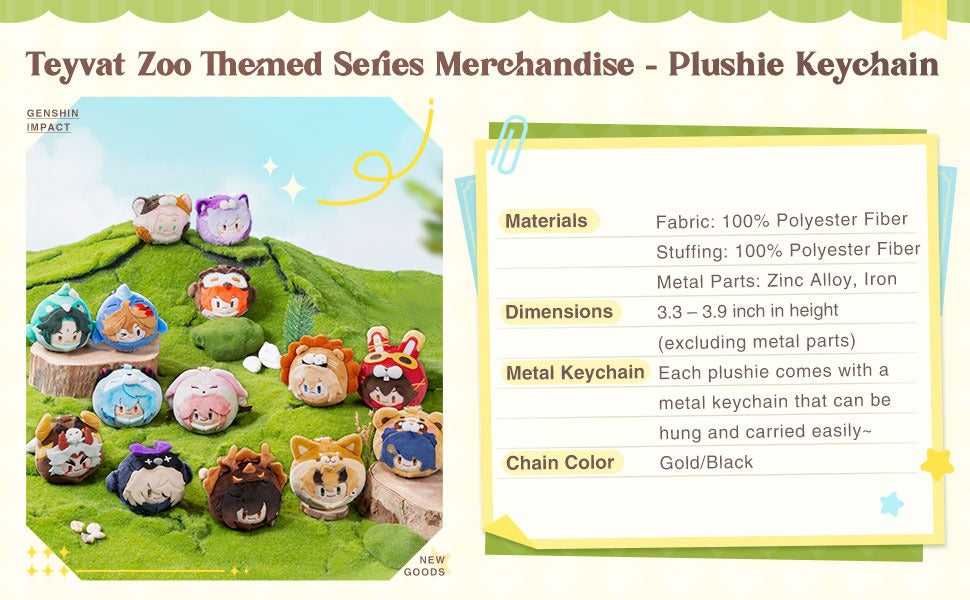 GENSHIN IMPACT Teyvat Zoo Themed Plush Keychain