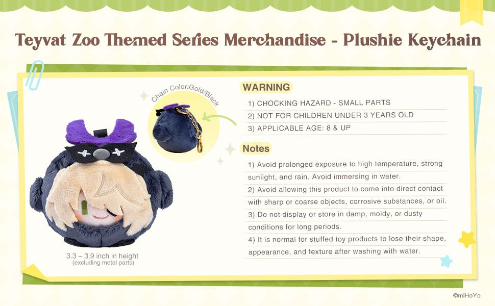 GENSHIN IMPACT Teyvat Zoo Themed Plush Keychain
